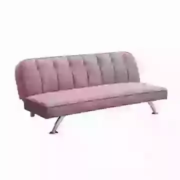 Pink Velvet Click Clack Sofabed with Chrome Legs